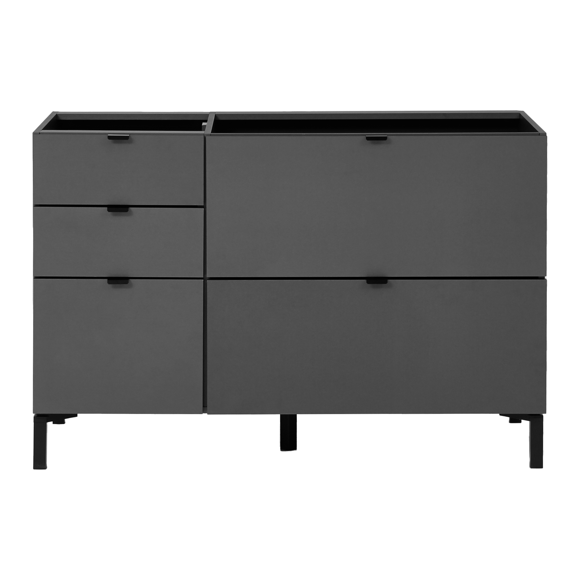 ARMÁRIO DE COZINHA INFERIOR 1,20 M 2 PORTAS BASCULANTES/3 GAVETAS SLEEK