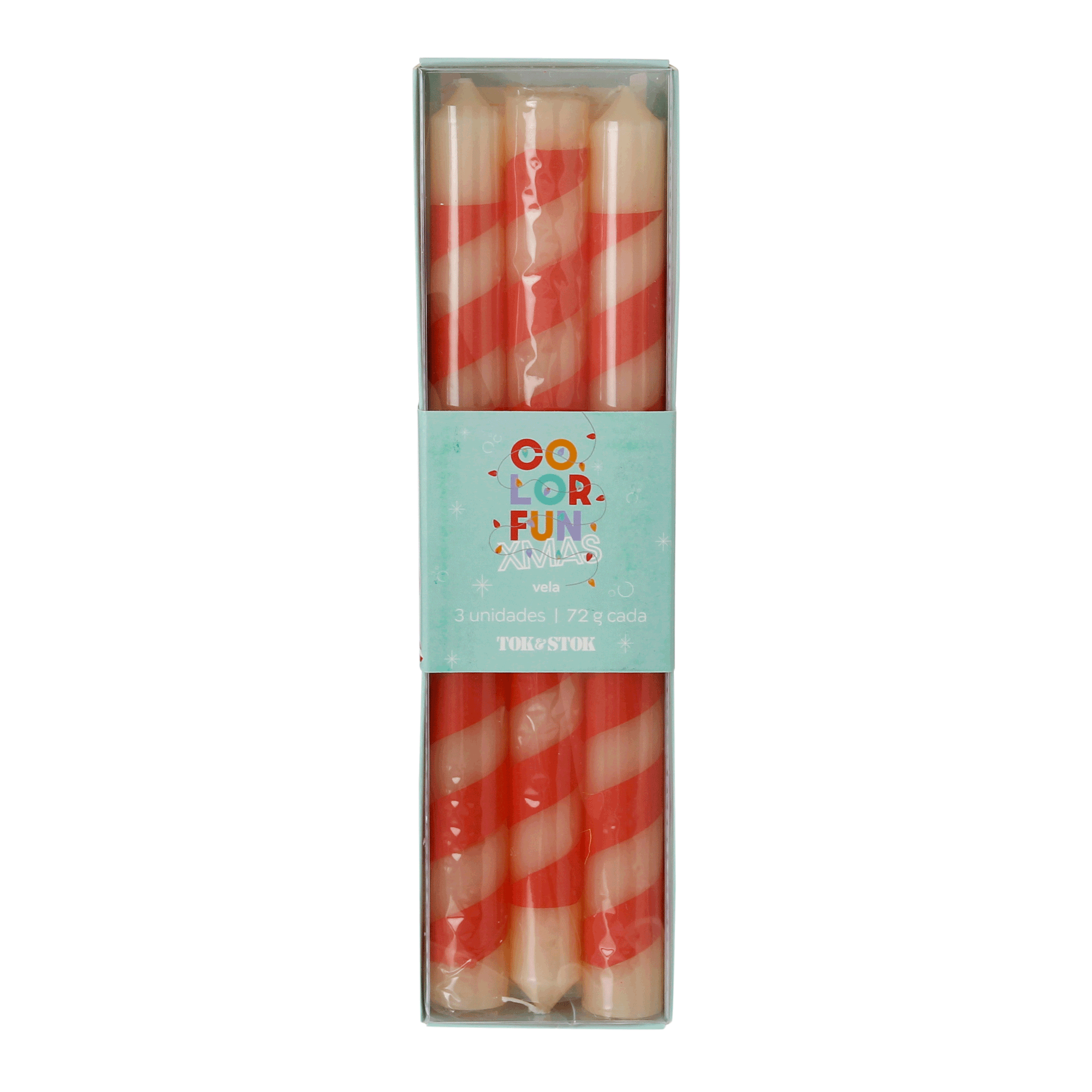 KIT COM 3 VELAS CASTIÇAL COLORFUN XMAS