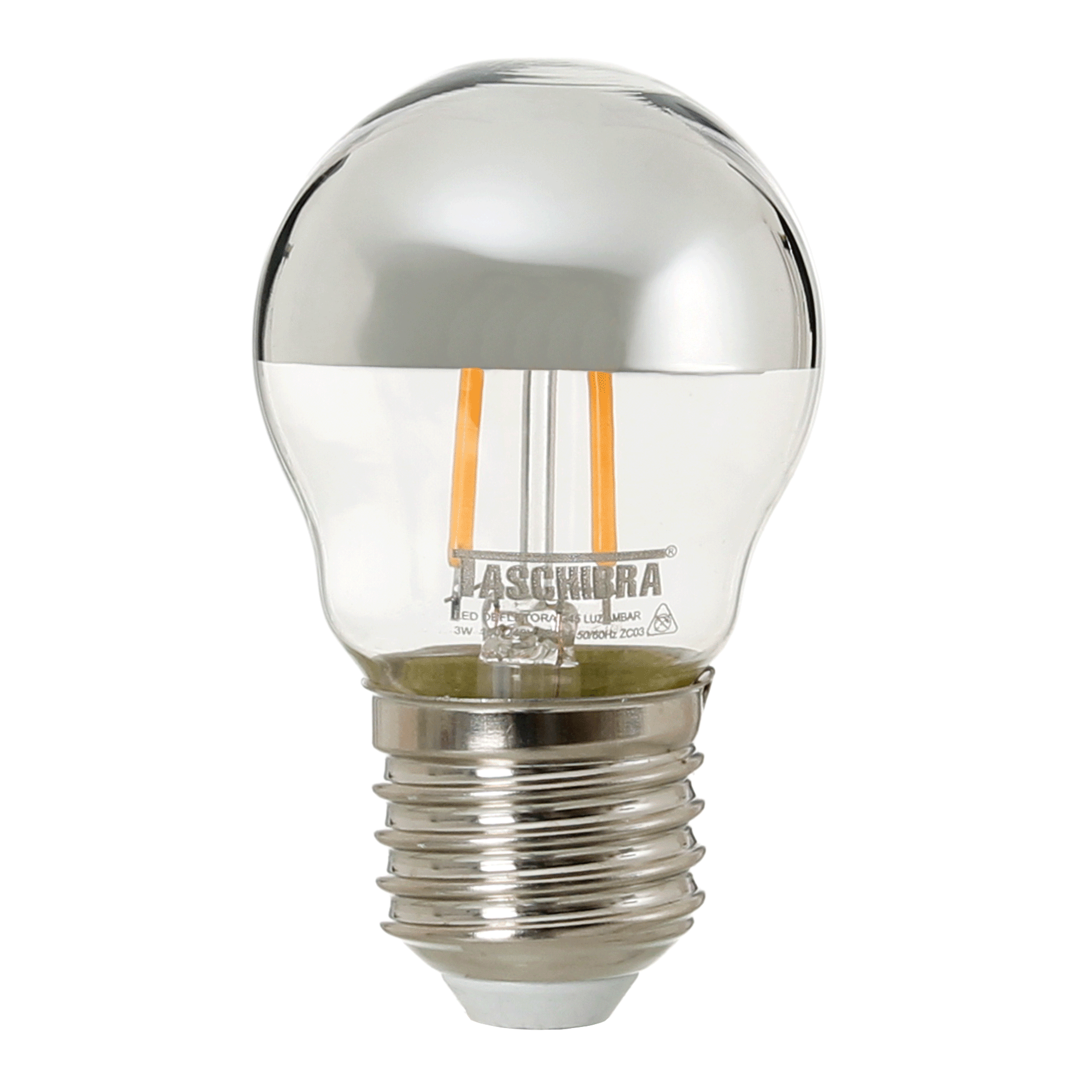 LÂMPADA LED FILAMENTO DEFLETORA ESPELHADA BOLINHA 3W 2200K E27 127/220V