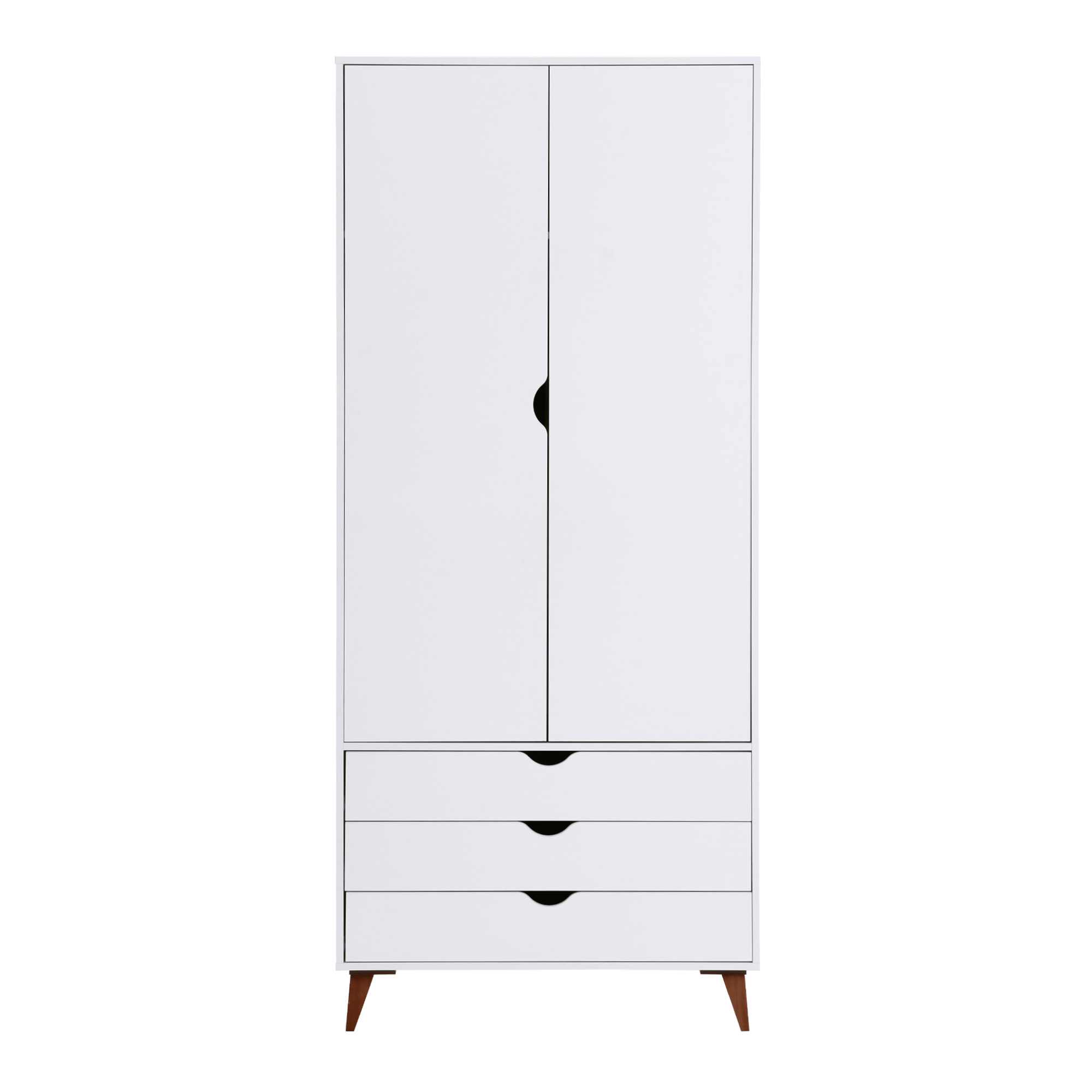 Guarda-roupa Lin 2 portas e 3 gavetas branco e madeira