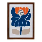 QUADRO 30 CM X 22 CM FLORAL - CASTANHO/AZUL - Foto 1