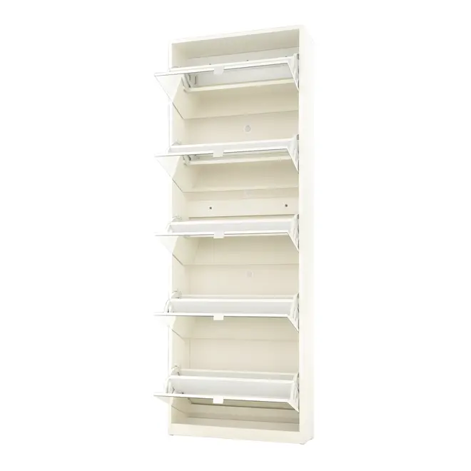 SAPATEIRA PISO/PAREDE 5 PORTAS BASCULANTES FAMILY MIRROR - BRANCO/PRATA - Foto 5