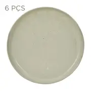 JOGO DE PRATO RASO C/6 PEÇAS PALEO - BRANCO/ARGILA - Foto 1