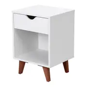 MESA DE CABECEIRA 1 GAVETA COM NICHO LIN - BRANCO/NOZES - Foto 2
