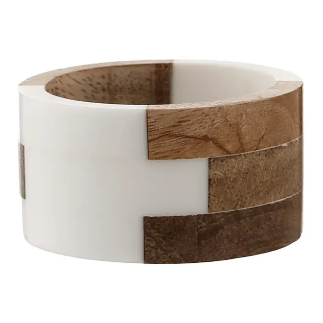 ARGOLA PARA GUARDANAPO CONJUNTO COM 2 PEÇAS MANGO - CASTANHO/OFF WHITE - Foto 6