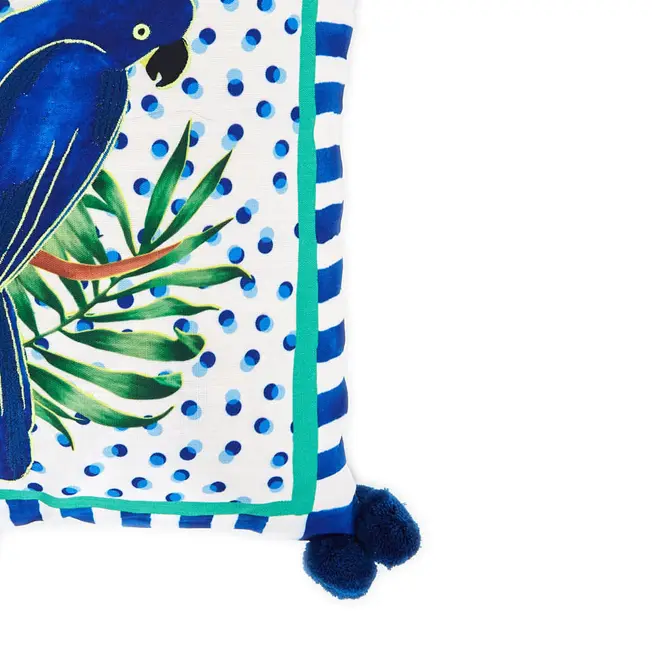 PÉ NA AREIA ARARA/POÁS CAPA ALMOFADA 45 CM X 45 CM - AZUL/BRANCO - Foto 3