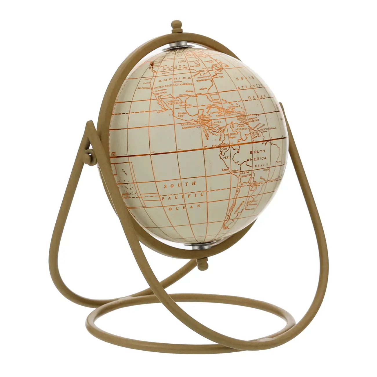 ADORNO MESA 25 CM MUNDI GLOBO TERRESTRE - OFF WHITE/DOURO - Foto 2