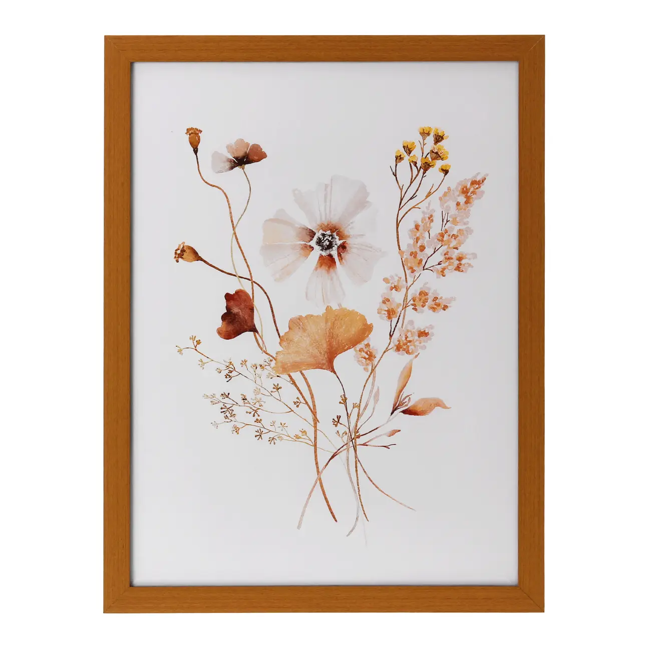 QUADRO 32 CM X 42 CM BROWN FLOWERS II - AMÊNDOA/MULTICOR - Foto 1