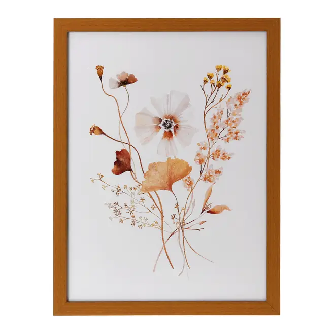 QUADRO 32 CM X 42 CM BROWN FLOWERS II - AMÊNDOA/MULTICOR - Foto 1