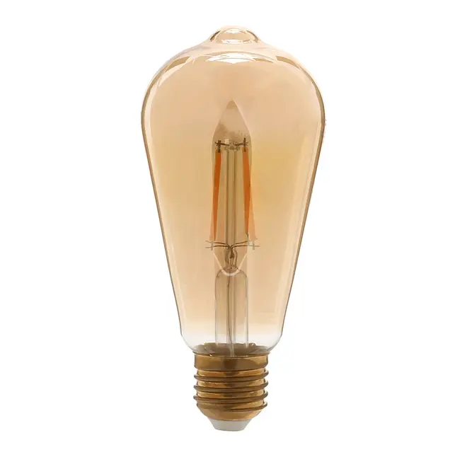 LÂMPADA LED FILAMENTO ST64 E27 4W 127/220V LUZ AMARELA TASCHIBRA - HANBAR - Foto 1