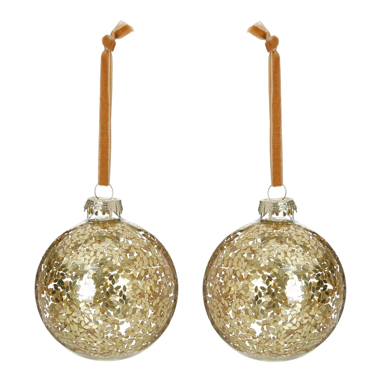 PINGENTE BOLA TEXTURA 8 CM CONJUNTO COM 2 PEÇAS FINE FESTIVITY - OURO - Foto 1