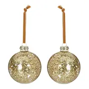 PINGENTE BOLA TEXTURA 8 CM CONJUNTO COM 2 PEÇAS FINE FESTIVITY - OURO - Foto 1
