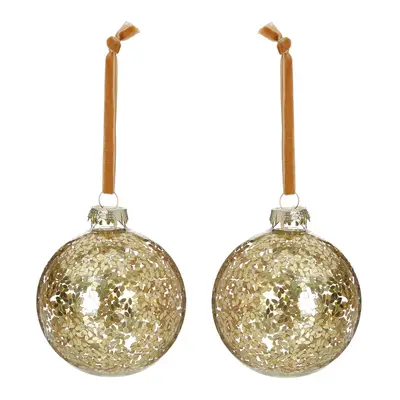 PINGENTE BOLA TEXTURA 8 CM CONJUNTO COM 2 PEÇAS FINE FESTIVITY
