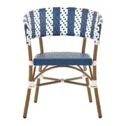 CADEIRA PARA ÁREA EXTERNA COM BRAÇOS BLUESTRIPE - CAFÉ/AZUL ESCURO - Foto 2
