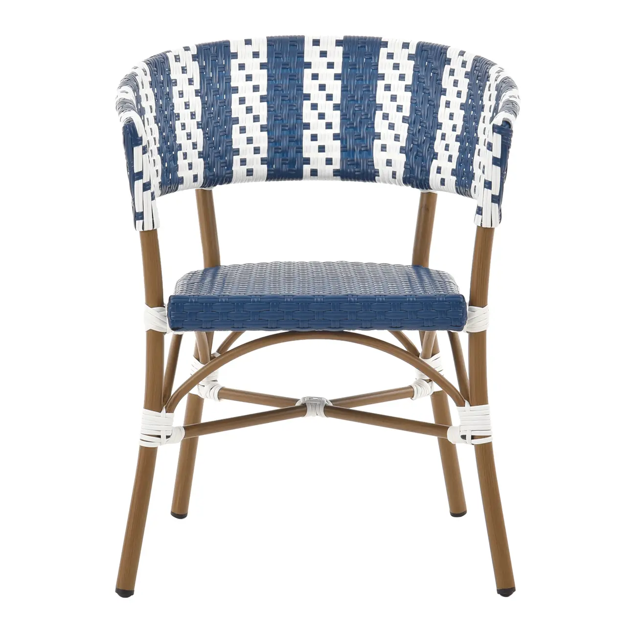 CADEIRA PARA ÁREA EXTERNA COM BRAÇOS BLUESTRIPE - CAFÉ/AZUL ESCURO - Foto 2