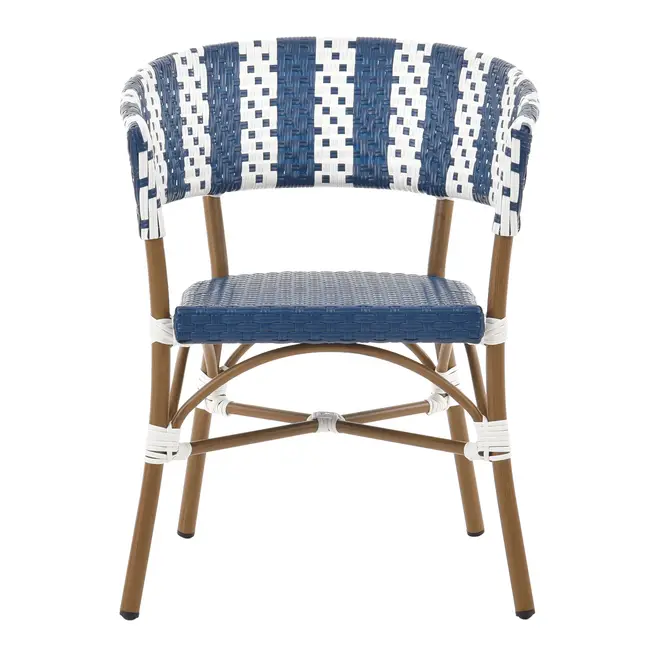 CADEIRA PARA ÁREA EXTERNA COM BRAÇOS BLUESTRIPE - CAFÉ/AZUL ESCURO - Foto 2