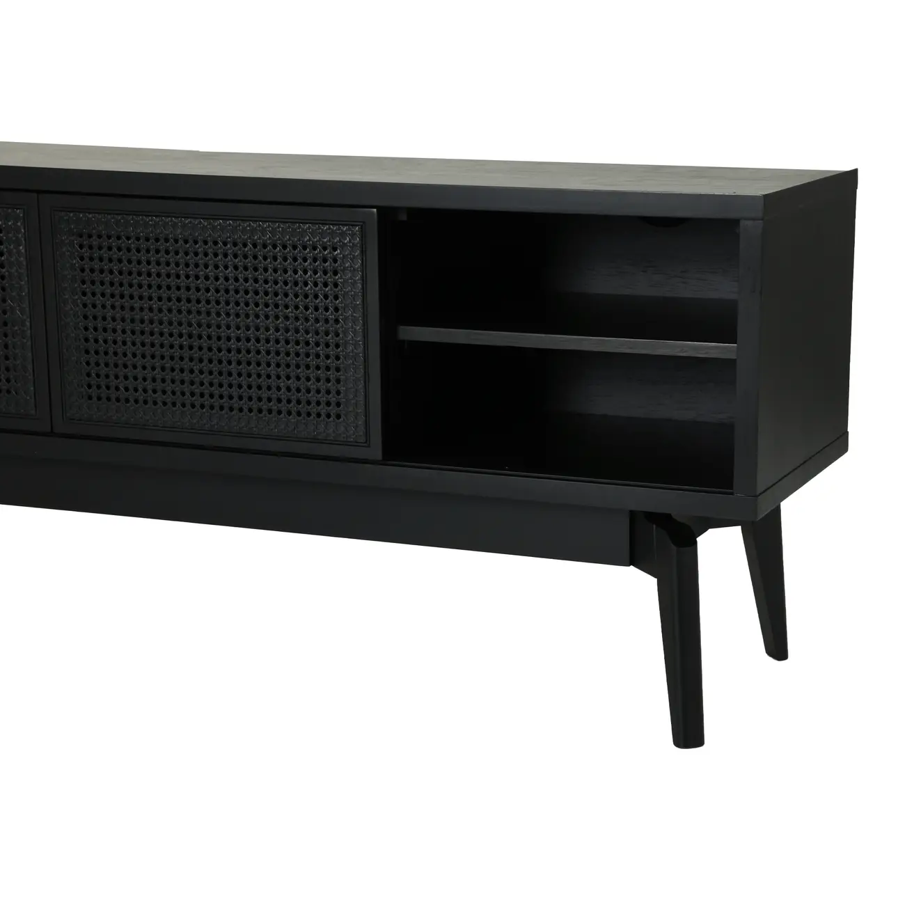 RACK 2 PORTAS DE CORRER 1,80 M X 40 CM COM PALHINHA ARES - EBANIZADO/PRETO - Foto 5