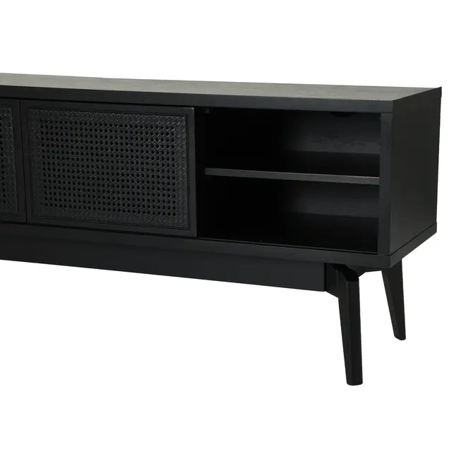 RACK 2 PORTAS DE CORRER 1,80 M X 40 CM COM PALHINHA ARES - EBANIZADO/PRETO - Foto 5