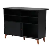 BALCÃO DE COZINHA COM 2 PORTAS DE CORRER 1,20 M X 60 CM LIN - PRETO/NOZES - Foto 5