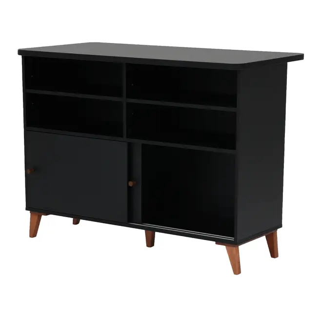 BALCÃO DE COZINHA COM 2 PORTAS DE CORRER 1,20 M X 60 CM LIN - PRETO/NOZES - Foto 5