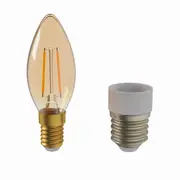 LÂMPADA VELA FILAMENTO E14 E27 3W 220V LUZ AMARELA TASCHIBRA - HANBAR - Foto 19
