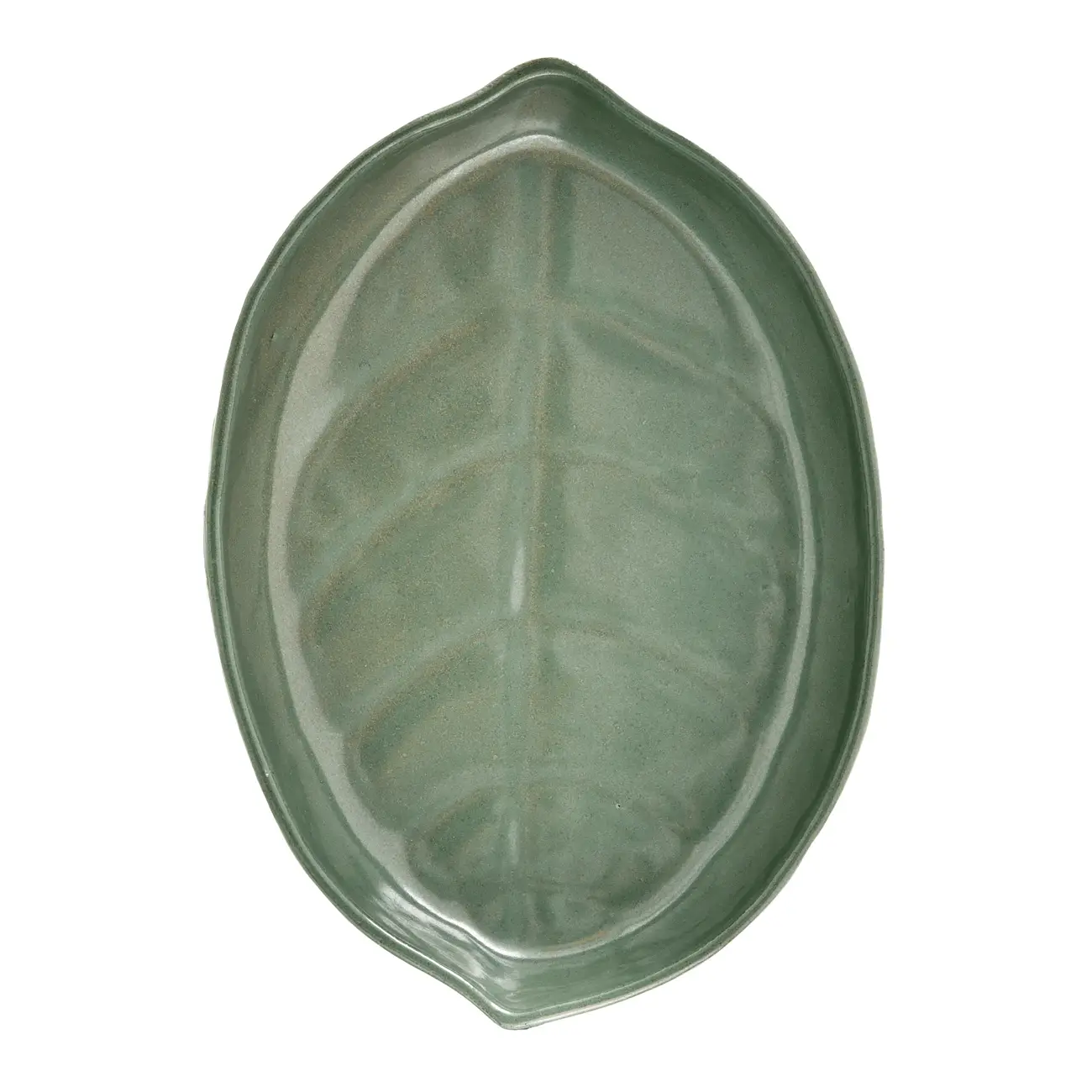 TRAVESSA OVAL 33 CM X 23 CM FOLHA - VERDE - Foto 1