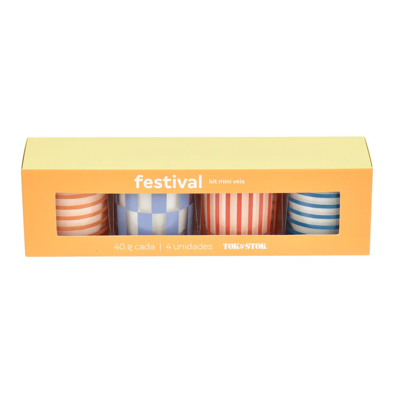KIT MINI VELA POTE FESTIVAL C/4 - BRANCO/CORES CALEIDOCOLOR - Foto 1