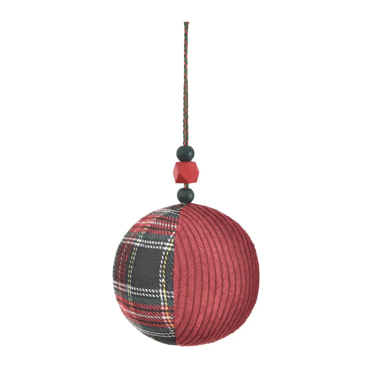 PINGENTE BOLA TARTAN HOHO HOME - VERMELHO - Foto 1
