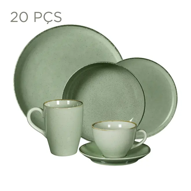 APARELHO DE JANTAR C/20 PEÇAS FINEST - SÁLVIA/ARGILA - Foto 1