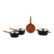 JOGO DE PANELAS INDUÇÃO COM 4 PEÇAS NORMA - PRETO/TERRACOTA - Foto 1
