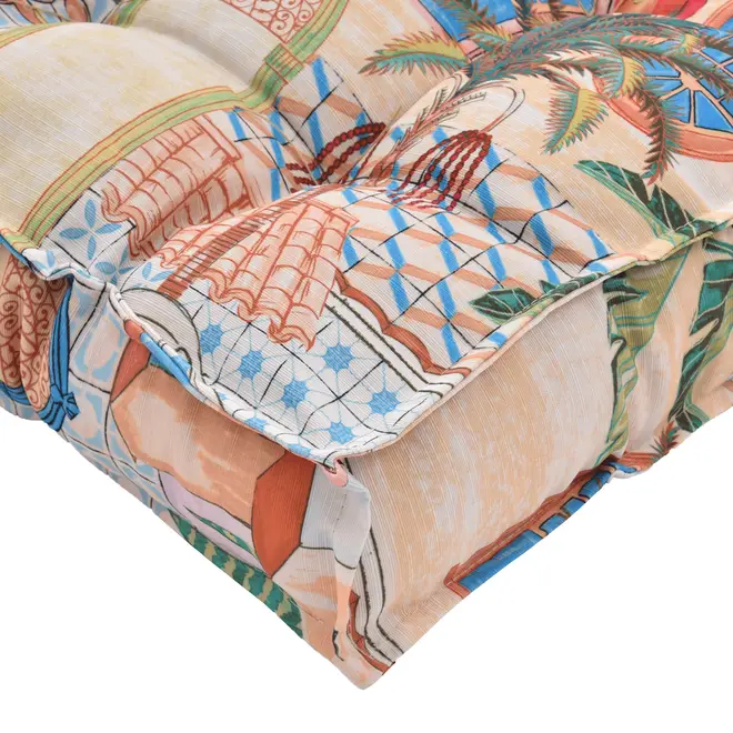 FUTON 40 CM X 40 CM SAUDADE TROPICAL - AZUL HISTÓRICO/MULTICOR - Foto 2