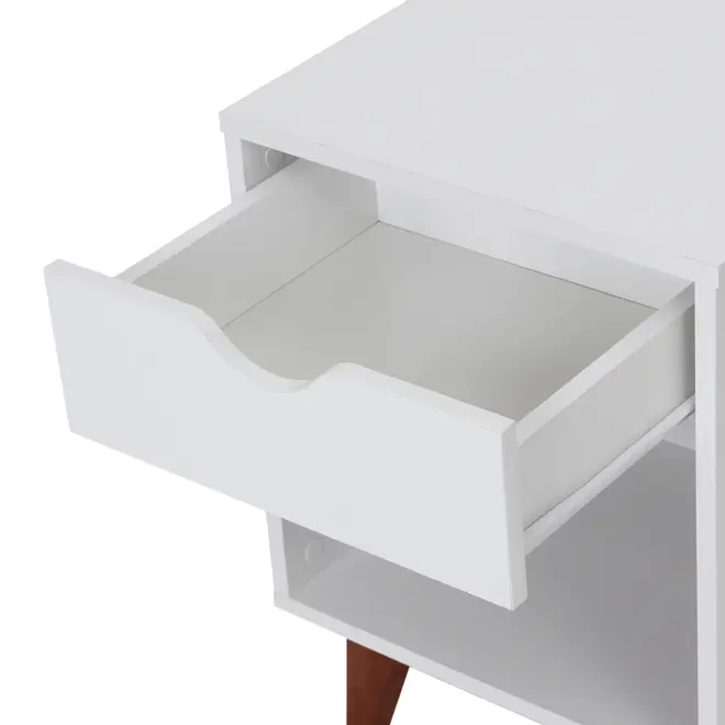 MESA DE CABECEIRA 1 GAVETA COM NICHO LIN - BRANCO/NOZES - Foto 7
