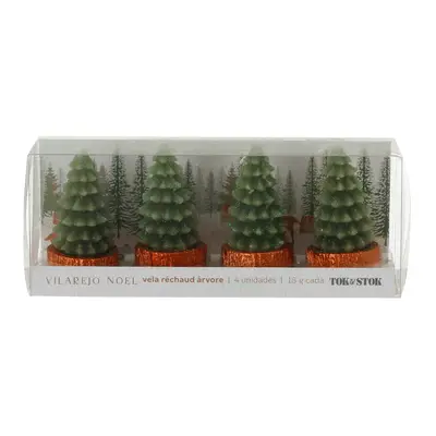 KIT COM 4 VELAS RÉCHAUD ÁRVORE VILAREJO NOEL