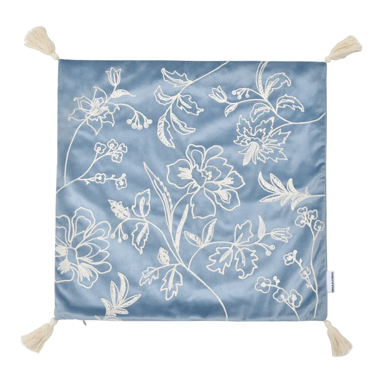 CAPA PARA ALMOFADA 45 CM X 45 CM CHAMPS DE FLEURS - BLEU CENDRÉ/NATURAL - Foto 4