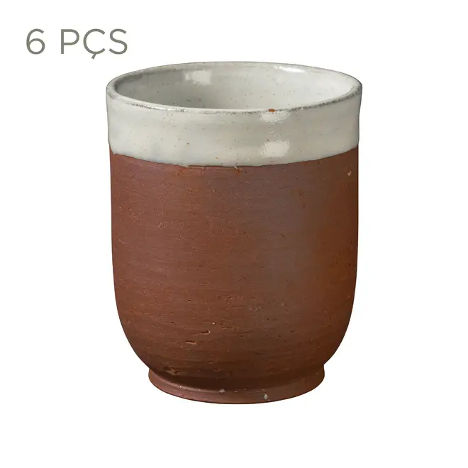 JOGO DE COPO 250 ML C/6 PEÇAS PALEO - BRANCO/ARGILA - Foto 1