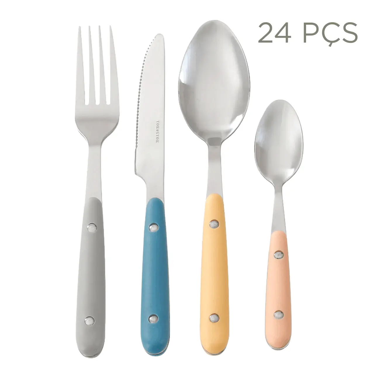 FAQUEIRO 24 PEÇAS PARA 6 PESSOAS ORSAY - INOX/MULTICOR - Foto 1