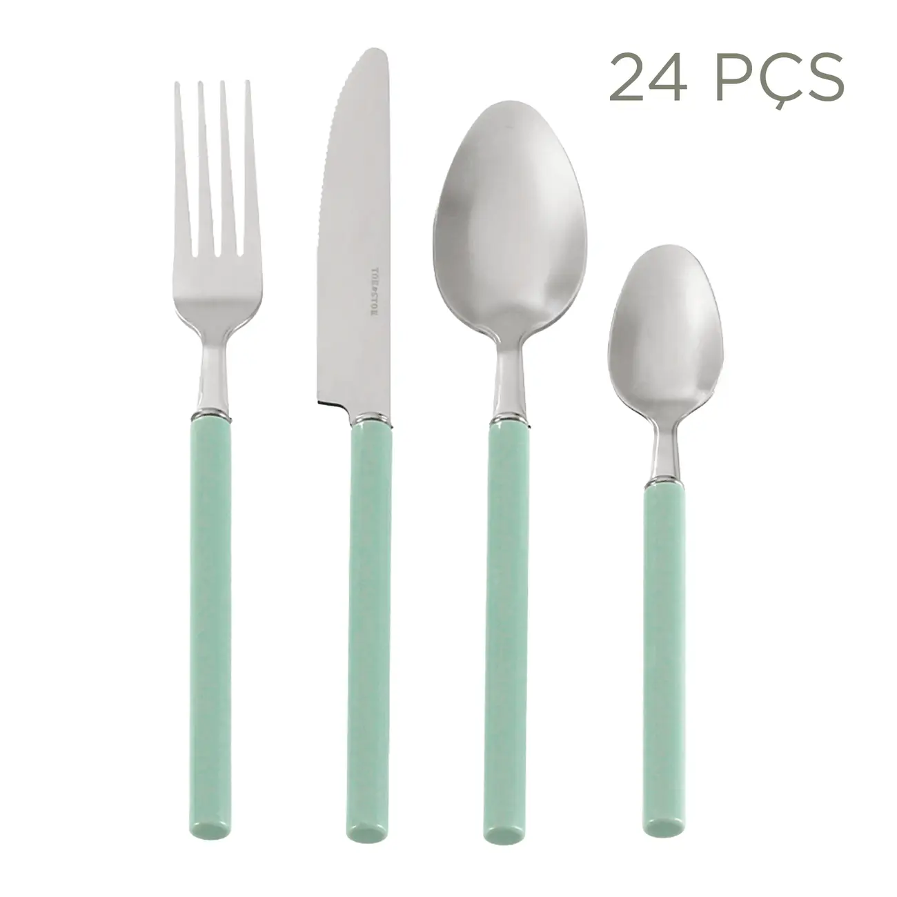 FAQUEIRO 24 PEÇAS PARA 6 PESSOAS BELLIE - SÁLVIA/INOX - Foto 1