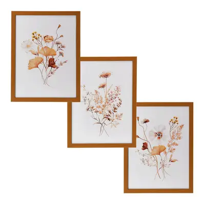KIT QUADROS C/3 BROWN FLOWERS