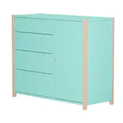 CÔMODA 4 GAVETAS/1 PORTA 1,07 M X 42 CM PIN PLAY - NATURAL WASHED/MENTA - Foto 26