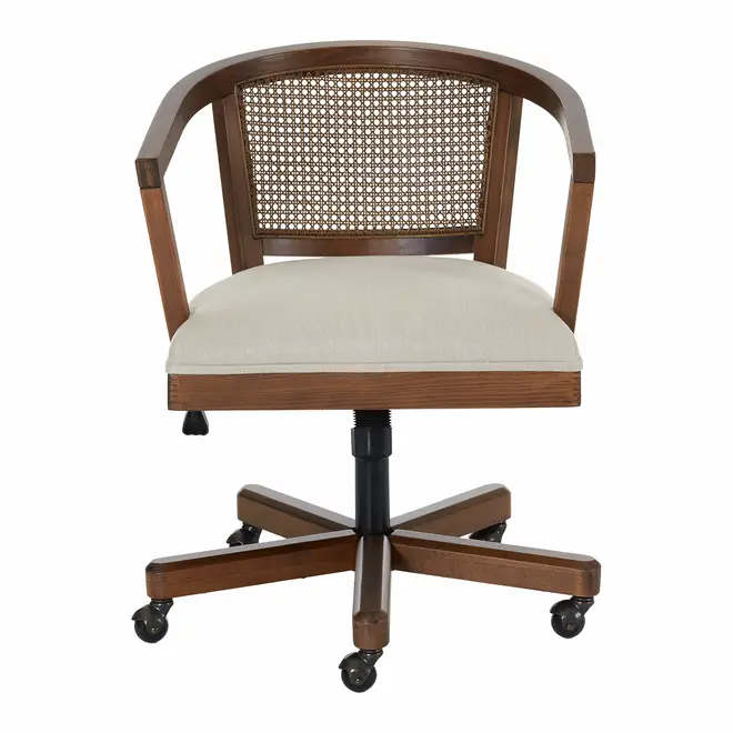 CADEIRA HOME OFFICE COM PALHINHA ATENA - NOZES/BEGE - Foto 2