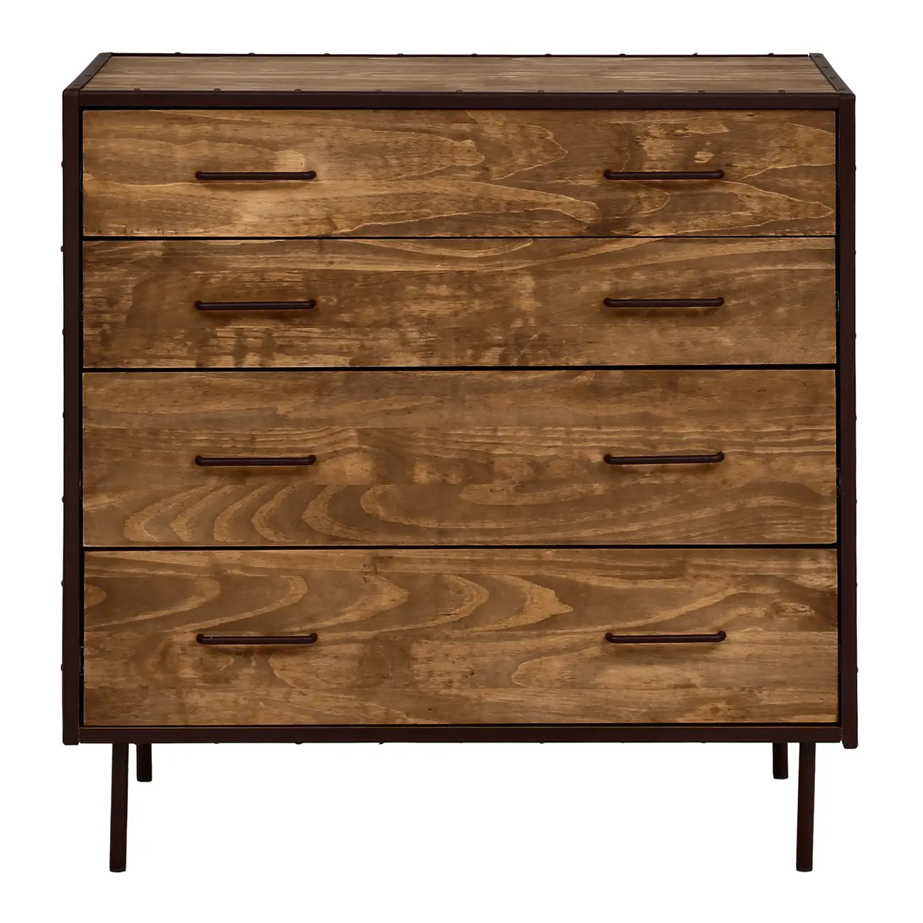 CÔMODA 4 GAVETAS 90 CM X 53 CM STEAM TRUNK - ENCERADO CASTANHO/CASTANHO - Foto 1