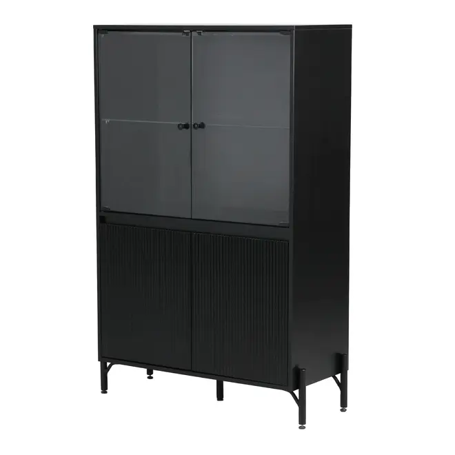 CRISTALEIRA 4 PORTAS 90X139 RIBS - PRETO/INCOLOR - Foto 7