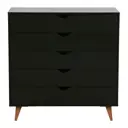 PRETO/NOZES - CÔMODA 5 GAVETAS 90 CM X 40 CM LIN