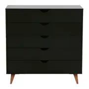 CÔMODA 5 GAVETAS 90 CM X 40 CM LIN - PRETO/NOZES - Foto 1