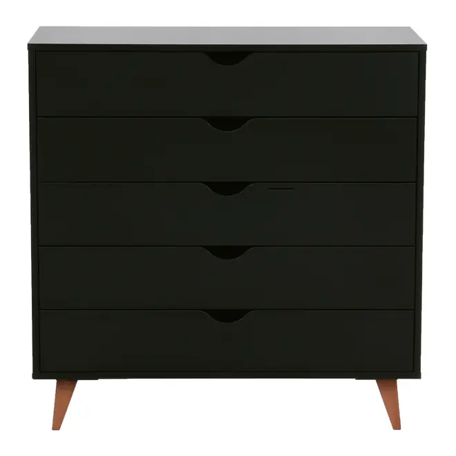 CÔMODA 5 GAVETAS 90 CM X 40 CM LIN - PRETO/NOZES - Foto 1