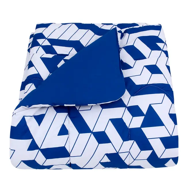 EDREDOM SOLTEIRO 1,60 M X 2,40 M MAZE - AZUL COBALTO/BRANCO - Foto 4