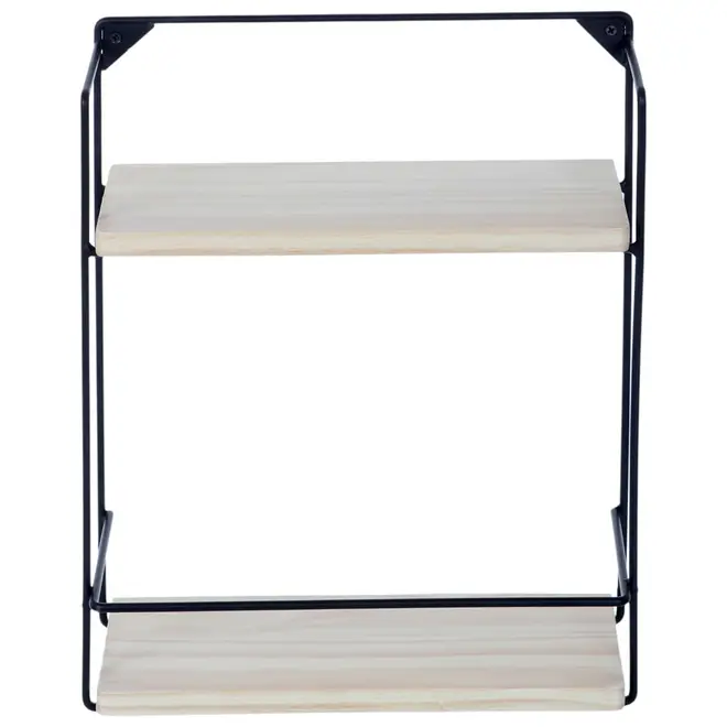 PRATELEIRA DUPLA 48 CM X 38 CM X 15 CM POSTO - PRETO/NATURAL WASHED - Foto 1