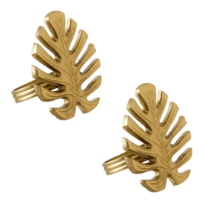 ARGOLA PARA GUARDANAPO CONJUNTO COM 2 PEÇAS FOLIAR - OURO VELHO - Foto 3