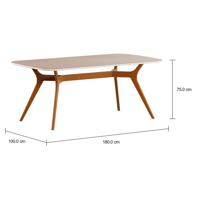MESA DE JANTAR 1,80 M X 1 M ORGANIC - FREIJÓ/BRANCO - Foto 5