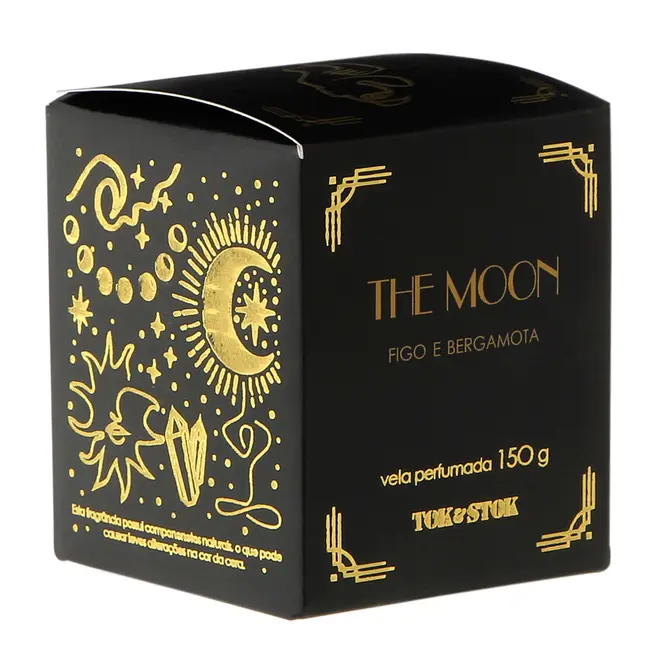 VELA PERFUMADA POTE FIGO E BERGAMOTA MYSTICAL THE MOON - PRETO/DOURADO - Foto 3